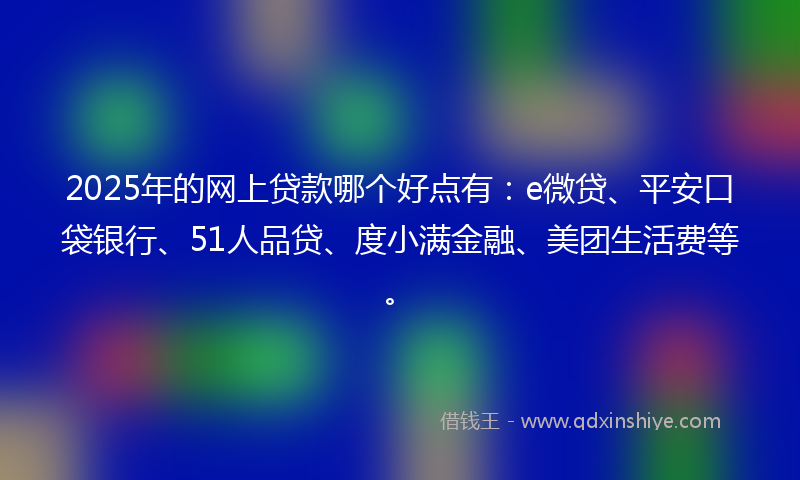 2025年的网上贷款哪个好点有：e微贷、平安口袋银行、51人品贷、度小满金融、美团生活费等。