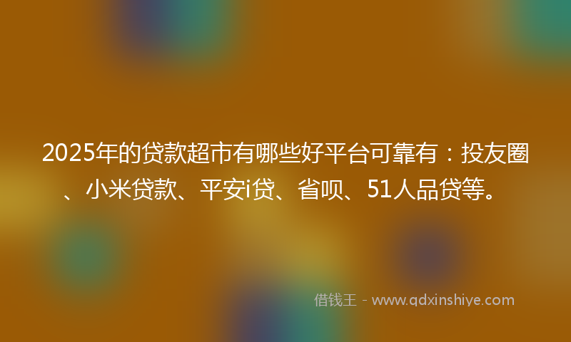 2025年的贷款超市有哪些好平台可靠有：投友圈、小米贷款、平安i贷、省呗、51人品贷等。