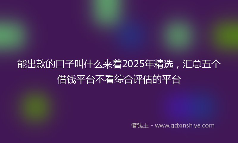 能出款的口子叫什么来着2025年精选，汇总五个借钱平台不看综合评估的平台