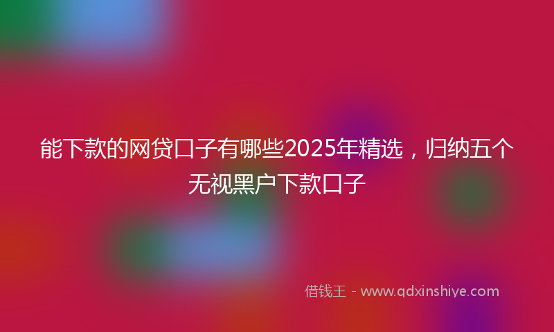 能下款的网贷口子有哪些2025年精选，归纳五个无视黑户下款口子