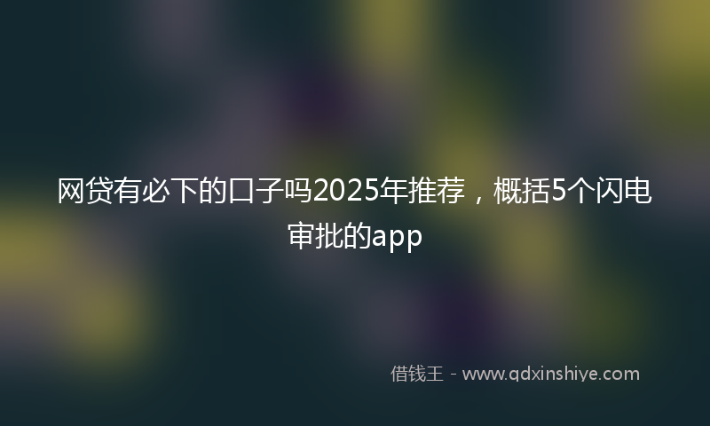 网贷有必下的口子吗2025年推荐，概括5个闪电审批的app