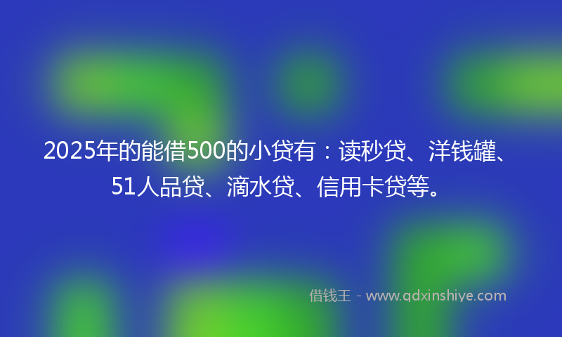 2025年的能借500的小贷有：读秒贷、洋钱罐、51人品贷、滴水贷、信用卡贷等。
