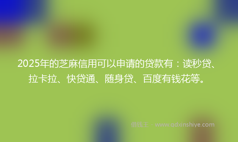 2025年的芝麻信用可以申请的贷款有：读秒贷、拉卡拉、快贷通、随身贷、百度有钱花等。