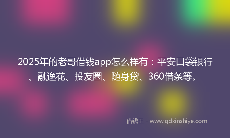 2025年的老哥借钱app怎么样有：平安口袋银行、融逸花、投友圈、随身贷、360借条等。