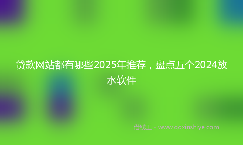 贷款网站都有哪些2025年推荐，盘点五个2024放水软件