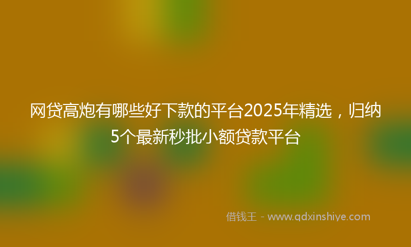 网贷高炮有哪些好下款的平台2025年精选，归纳5个最新秒批小额贷款平台