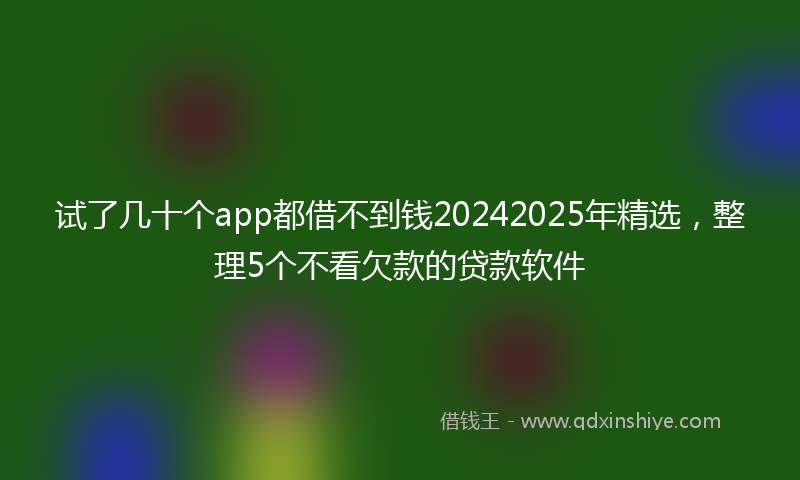 试了几十个app都借不到钱20242025年精选，整理5个不看欠款的贷款软件