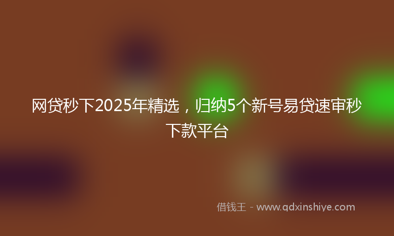 网贷秒下2025年精选，归纳5个新号易贷速审秒下款平台