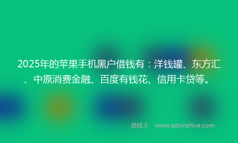2025年的苹果手机黑户借钱有：洋钱罐、东方汇、中原消费金融、百度有钱花、信用卡贷等。