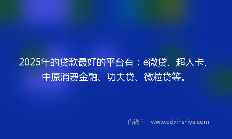 2025年的贷款最好的平台有：e微贷、超人卡、中原消费金融、功夫贷、微粒贷等。