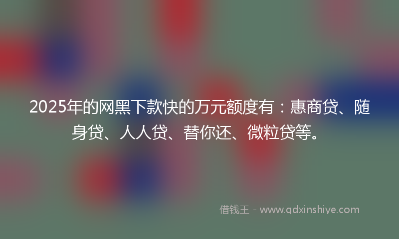 2025年的网黑下款快的万元额度有：惠商贷、随身贷、人人贷、替你还、微粒贷等。