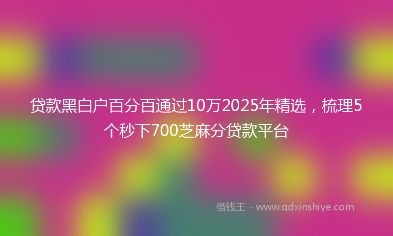 贷款黑白户百分百通过10万2025年精选，梳理5个秒下700芝麻分贷款平台