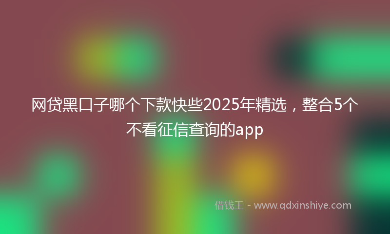 网贷黑口子哪个下款快些2025年精选，整合5个不看征信查询的app