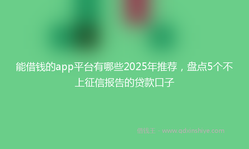 能借钱的app平台有哪些2025年推荐，盘点5个不上征信报告的贷款口子