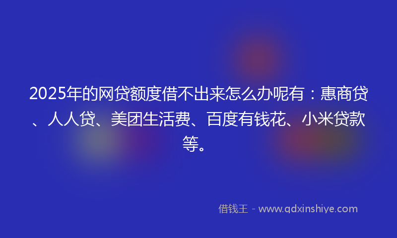 2025年的网贷额度借不出来怎么办呢有：惠商贷、人人贷、美团生活费、百度有钱花、小米贷款等。
