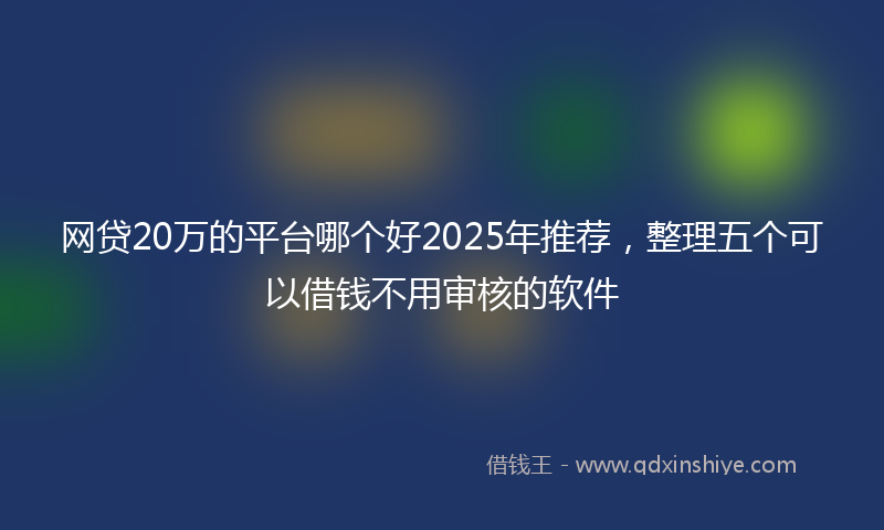 网贷20万的平台哪个好2025年推荐，整理五个可以借钱不用审核的软件