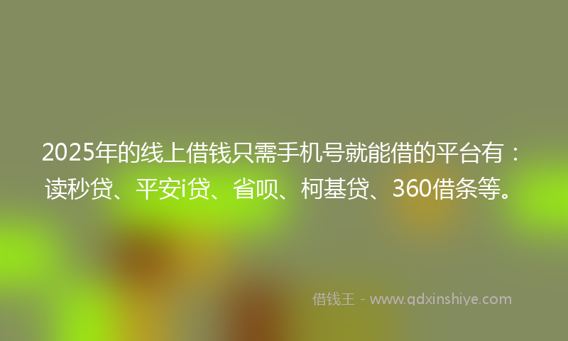 2025年的线上借钱只需手机号就能借的平台有：读秒贷、平安i贷、省呗、柯基贷、360借条等。