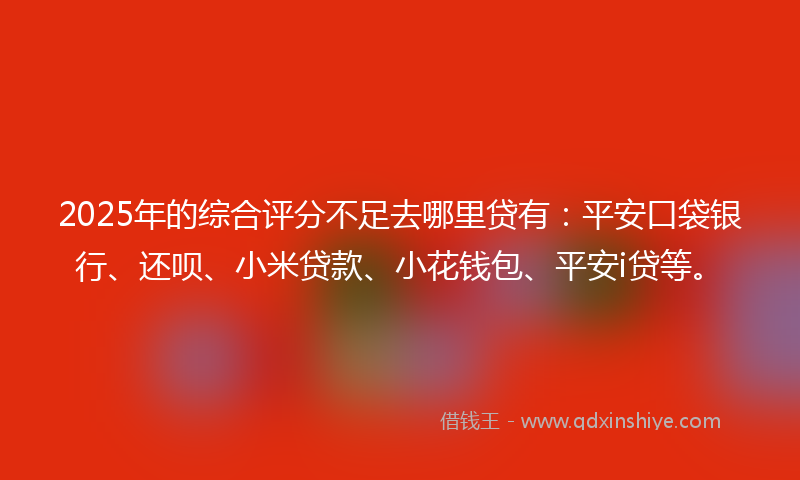 2025年的综合评分不足去哪里贷有：平安口袋银行、还呗、小米贷款、小花钱包、平安i贷等。