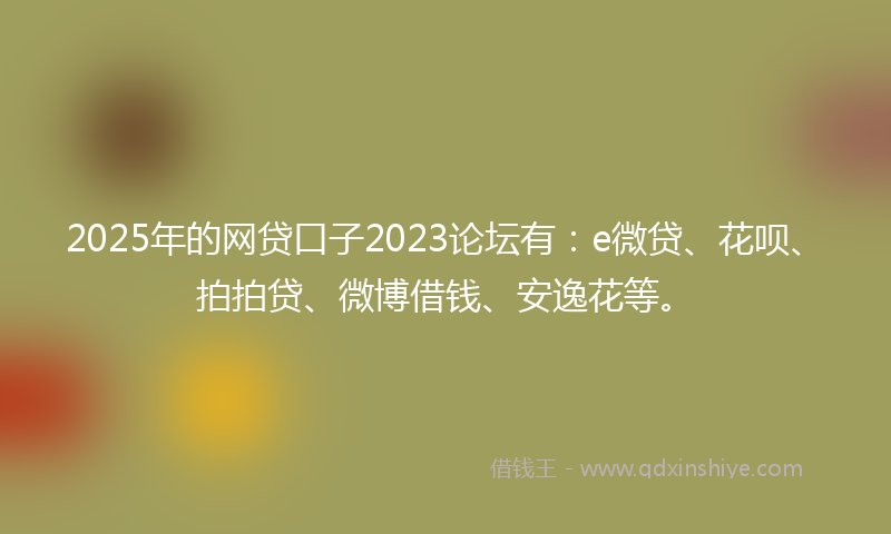 2025年的网贷口子2023论坛有：e微贷、花呗、拍拍贷、微博借钱、安逸花等。