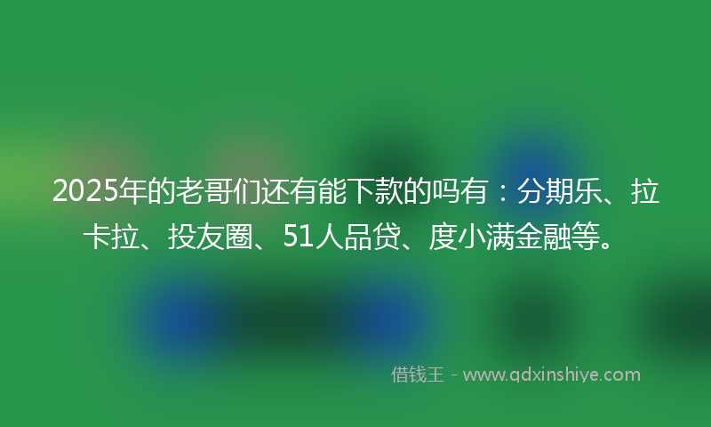 2025年的老哥们还有能下款的吗有：分期乐、拉卡拉、投友圈、51人品贷、度小满金融等。
