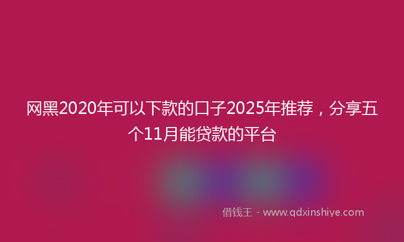 网黑2020年可以下款的口子2025年推荐，分享五个11月能贷款的平台