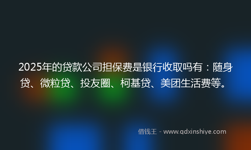 2025年的贷款公司担保费是银行收取吗有：随身贷、微粒贷、投友圈、柯基贷、美团生活费等。