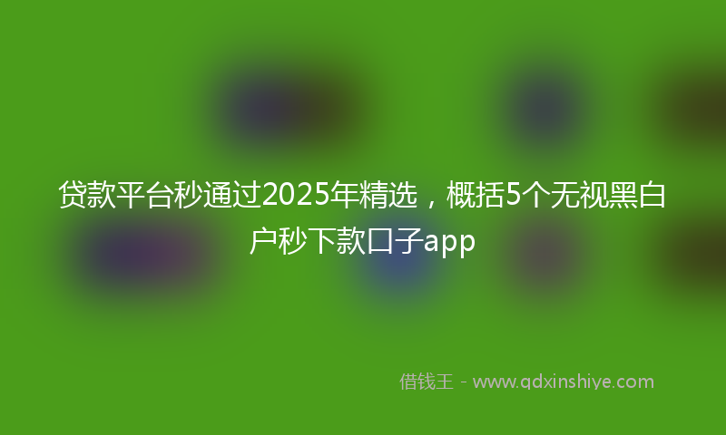 贷款平台秒通过2025年精选，概括5个无视黑白户秒下款口子app