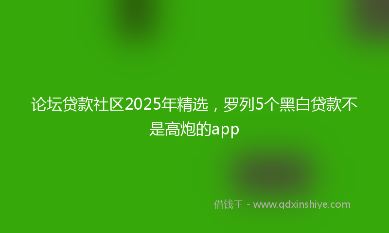 论坛贷款社区2025年精选，罗列5个黑白贷款不是高炮的app