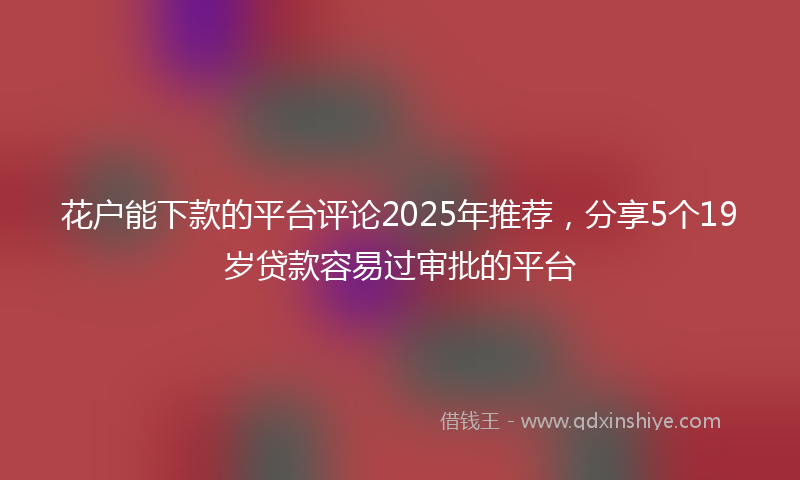 花户能下款的平台评论2025年推荐，分享5个19岁贷款容易过审批的平台