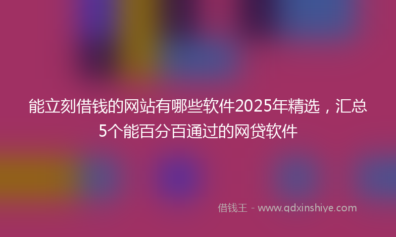 能立刻借钱的网站有哪些软件2025年精选，汇总5个能百分百通过的网贷软件