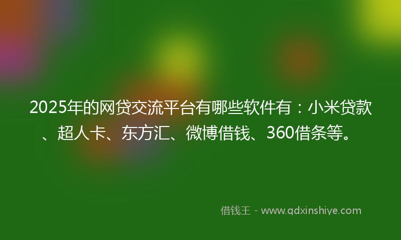 2025年的网贷交流平台有哪些软件有：小米贷款、超人卡、东方汇、微博借钱、360借条等。