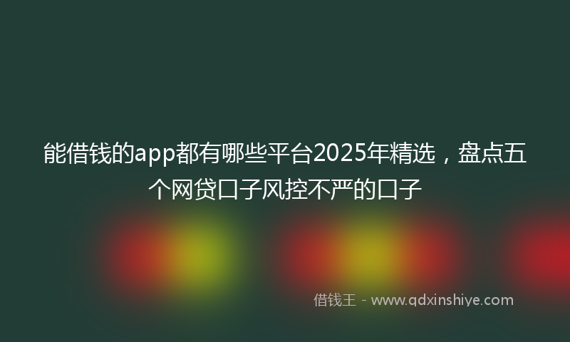 能借钱的app都有哪些平台2025年精选，盘点五个网贷口子风控不严的口子