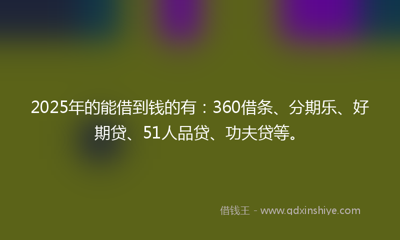 2025年的能借到钱的有：360借条、分期乐、好期贷、51人品贷、功夫贷等。