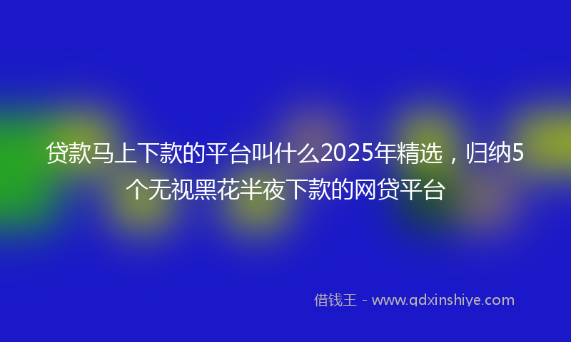 贷款马上下款的平台叫什么2025年精选，归纳5个无视黑花半夜下款的网贷平台