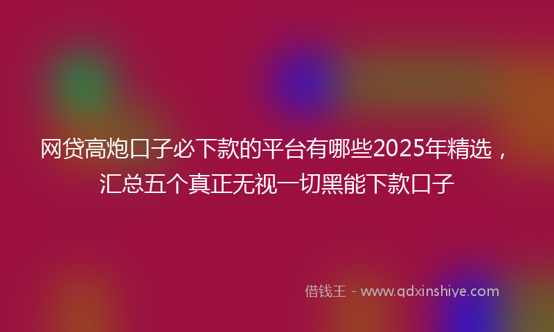 网贷高炮口子必下款的平台有哪些2025年精选，汇总五个真正无视一切黑能下款口子