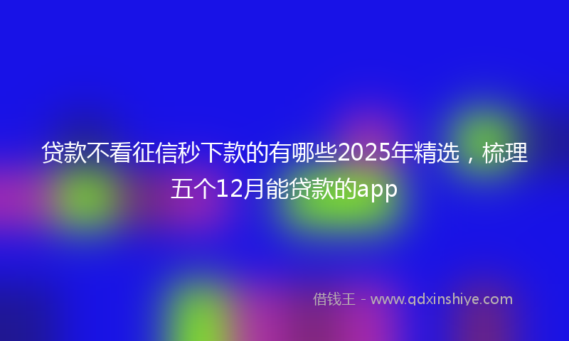 贷款不看征信秒下款的有哪些2025年精选，梳理五个12月能贷款的app