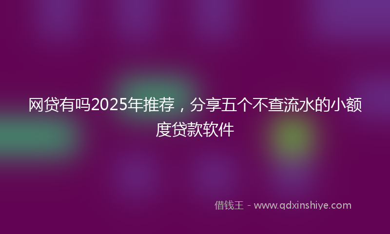 网贷有吗2025年推荐，分享五个不查流水的小额度贷款软件