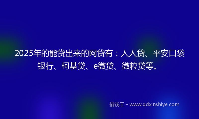 2025年的能贷出来的网贷有：人人贷、平安口袋银行、柯基贷、e微贷、微粒贷等。