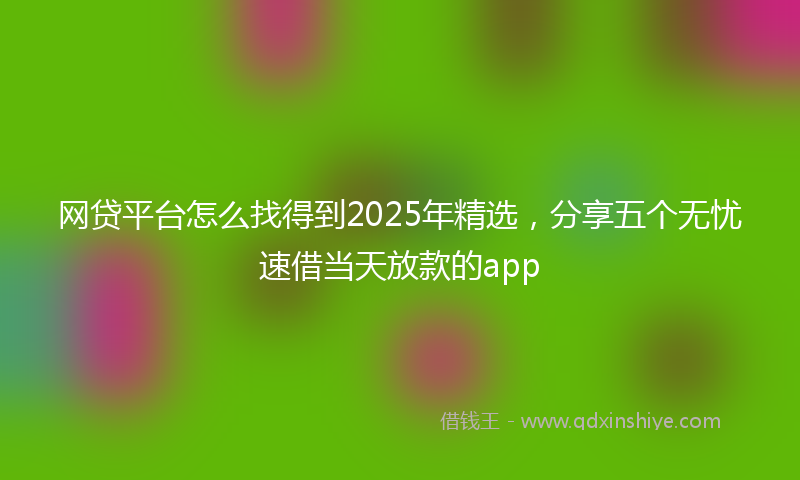 网贷平台怎么找得到2025年精选，分享五个无忧速借当天放款的app