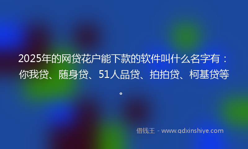 2025年的网贷花户能下款的软件叫什么名字有：你我贷、随身贷、51人品贷、拍拍贷、柯基贷等。