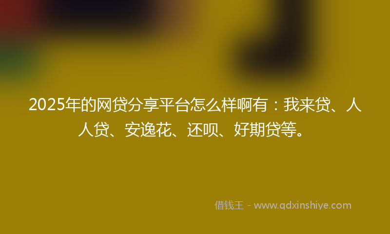 2025年的网贷分享平台怎么样啊有：我来贷、人人贷、安逸花、还呗、好期贷等。