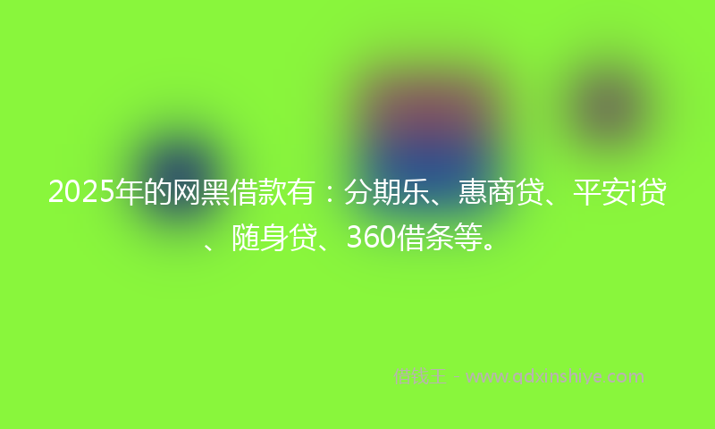 2025年的网黑借款有：分期乐、惠商贷、平安i贷、随身贷、360借条等。