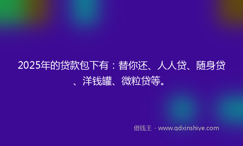 2025年的贷款包下有：替你还、人人贷、随身贷、洋钱罐、微粒贷等。