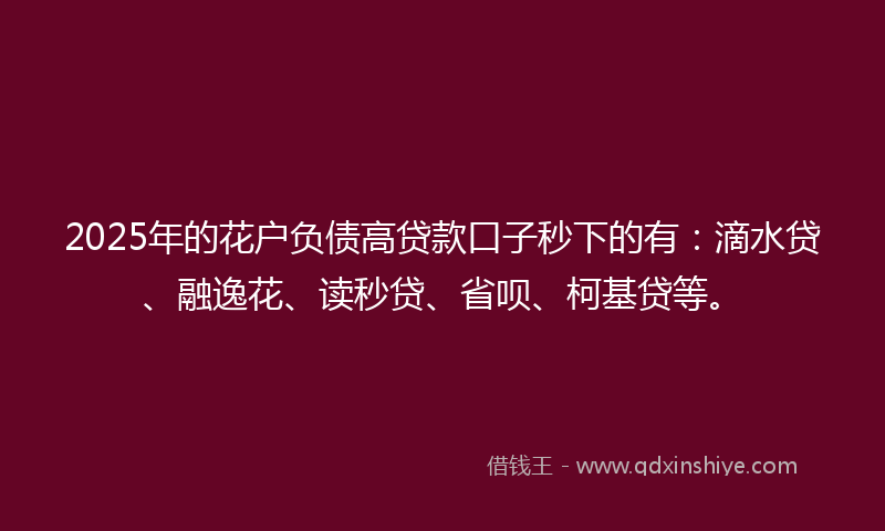 2025年的花户负债高贷款口子秒下的有:滴水贷、融逸花、读秒贷、省呗、柯基贷等。