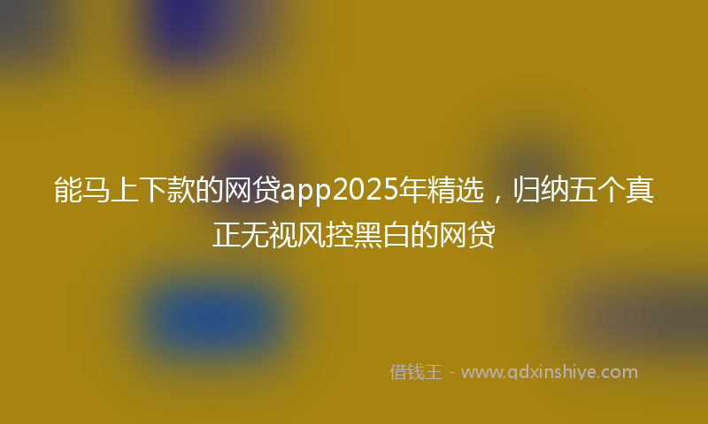能马上下款的网贷app2025年精选，归纳五个真正无视风控黑白的网贷