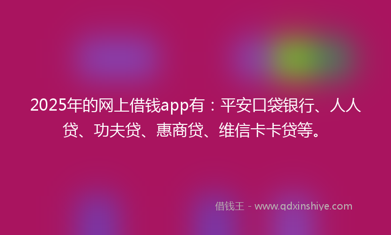 2025年的网上借钱app有：平安口袋银行、人人贷、功夫贷、惠商贷、维信卡卡贷等。