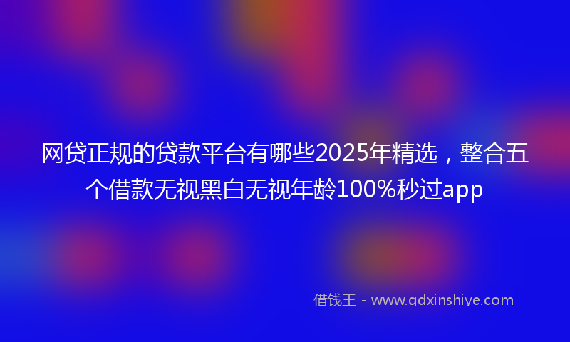 网贷正规的贷款平台有哪些2025年精选，整合五个借款无视黑白无视年龄100%秒过app