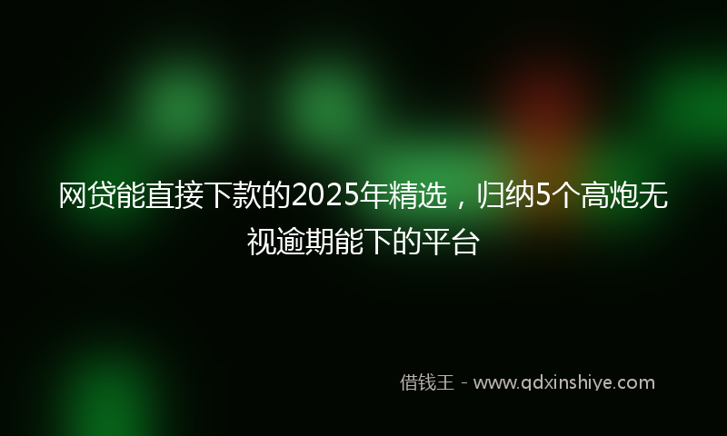 网贷能直接下款的2025年精选，归纳5个高炮无视逾期能下的平台