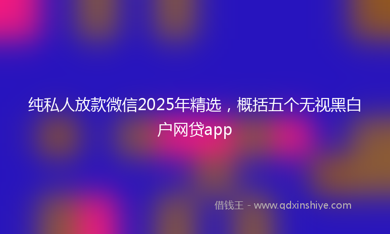 纯私人放款微信2025年精选，概括五个无视黑白户网贷app