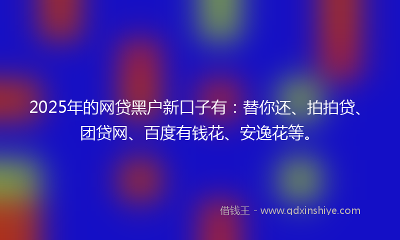 2025年的网贷黑户新口子有：替你还、拍拍贷、团贷网、百度有钱花、安逸花等。